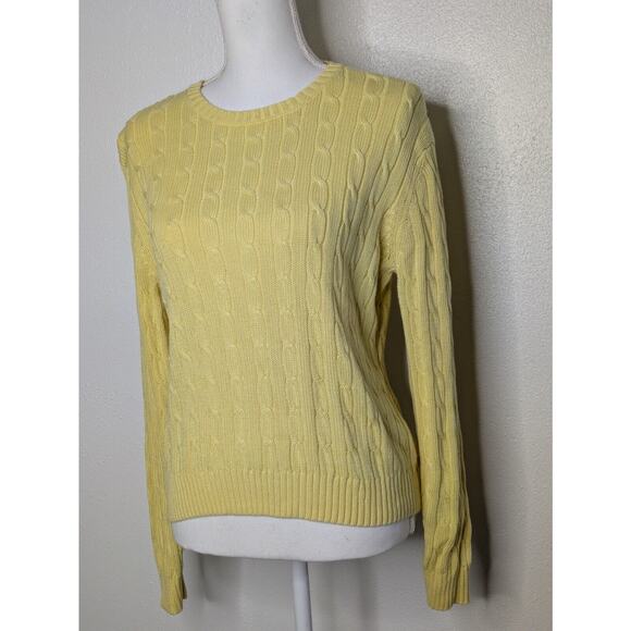 Brooks Brothers 346 Sweater Womens L Yellow Cable Knit Mercerized Cotton - Picture 3 of 7